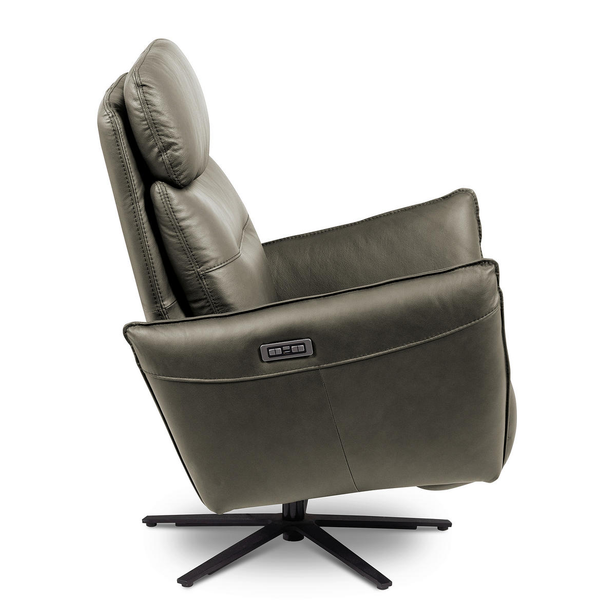 RELAXSESSEL in Leder Grau  - Schwarz/Grau, Design, Leder/Metall (77/107/88cm) - Livetastic