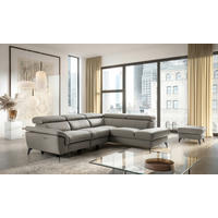 ECKSOFA SONO in Lederlook Echtleder Schlammfarben Armteilverstellung, Kopfteilverstellung  265/210 cm  - Schlammfarben/Schwarz, Design, Leder/Textil (265/210cm) - Livetastic