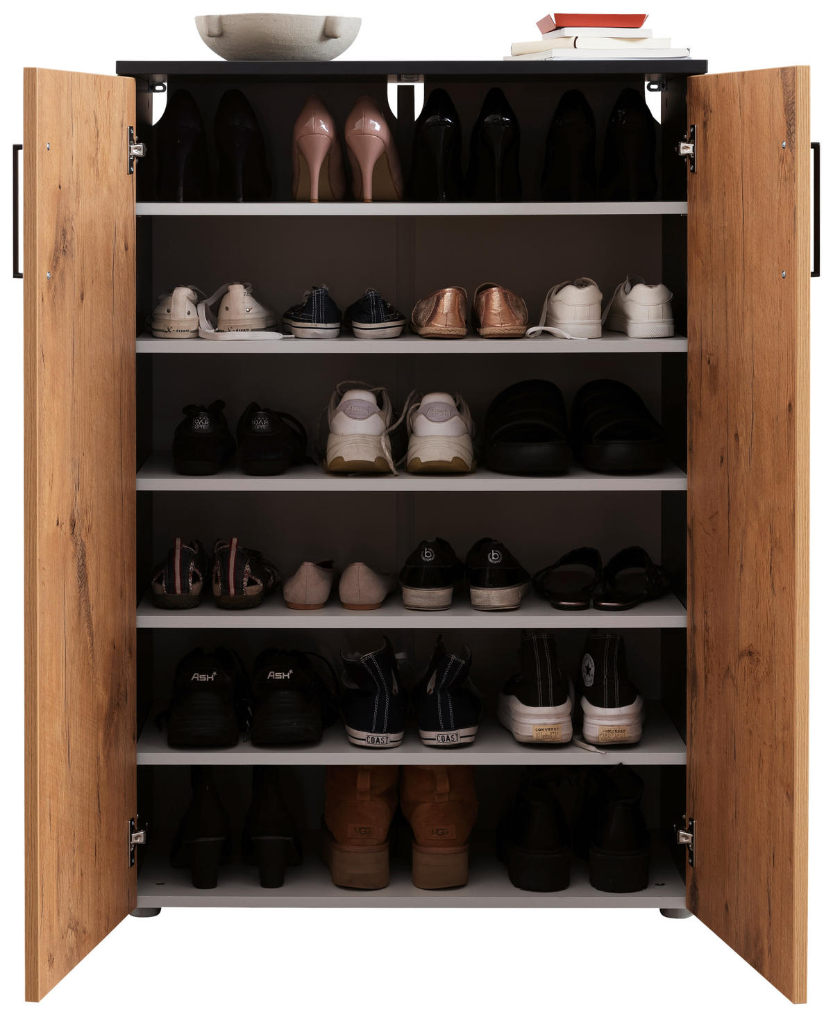 SCHUHSCHRANK 80/120/38 cm  - Wildeiche/Anthrazit, Basics, Holzwerkstoff/Kunststoff (80/120/38cm) - Moderano