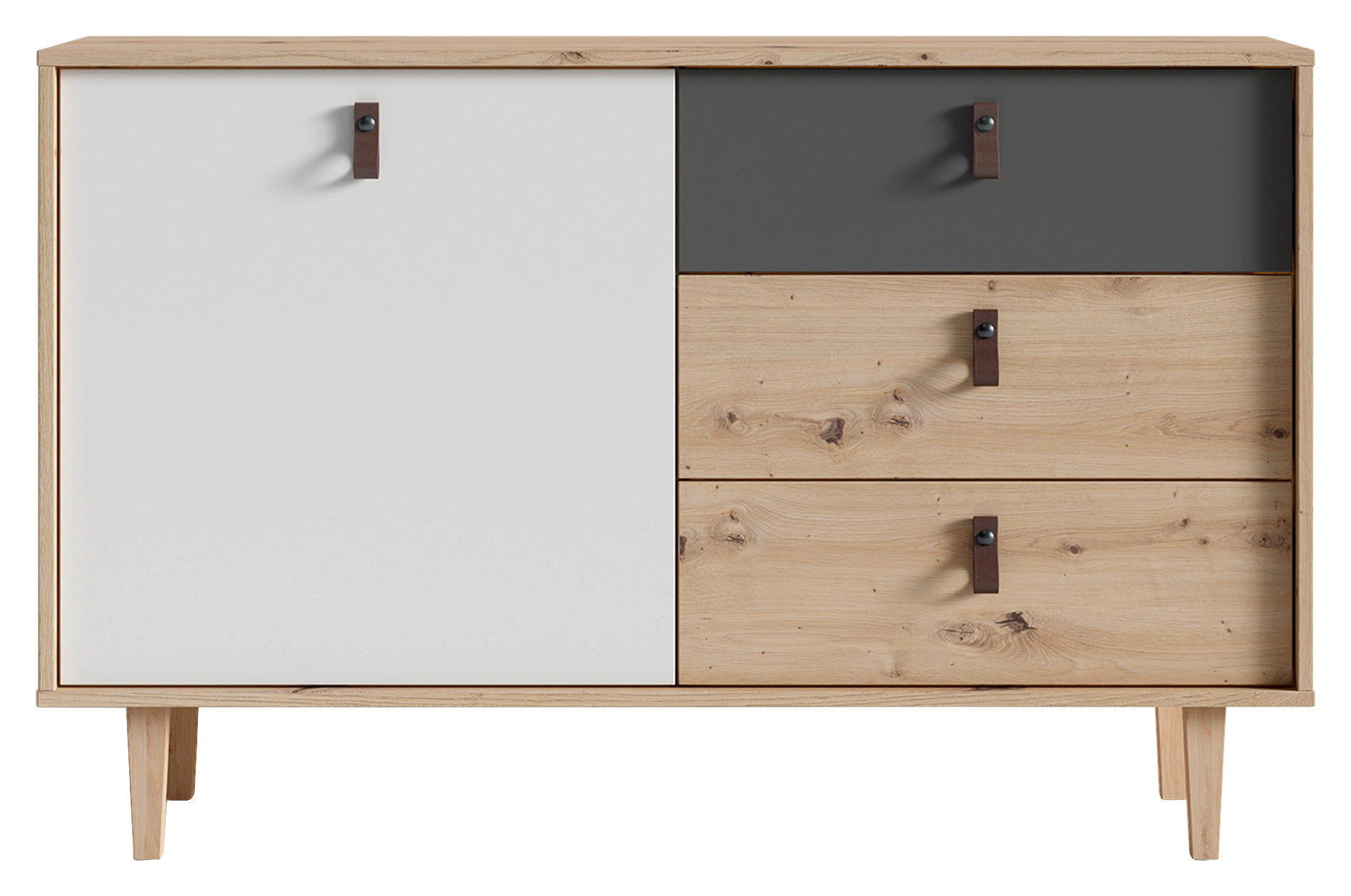 SIDEBOARD  in 120/77/36,5 cm  - Eichefarben/Anthrazit, Design, Holz/Holzwerkstoff (120/77/36,5cm) - MID.YOU