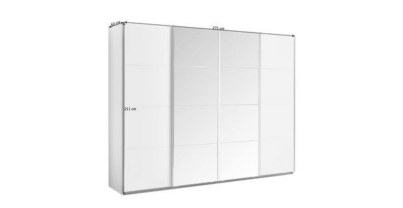 SCHWEBETÜRENSCHRANK 271/211/62 cm 4-türig Weiß - Chromfarben/Weiß, Design, Glas/Holzwerkstoff (271/211/62cm) - Carryhome