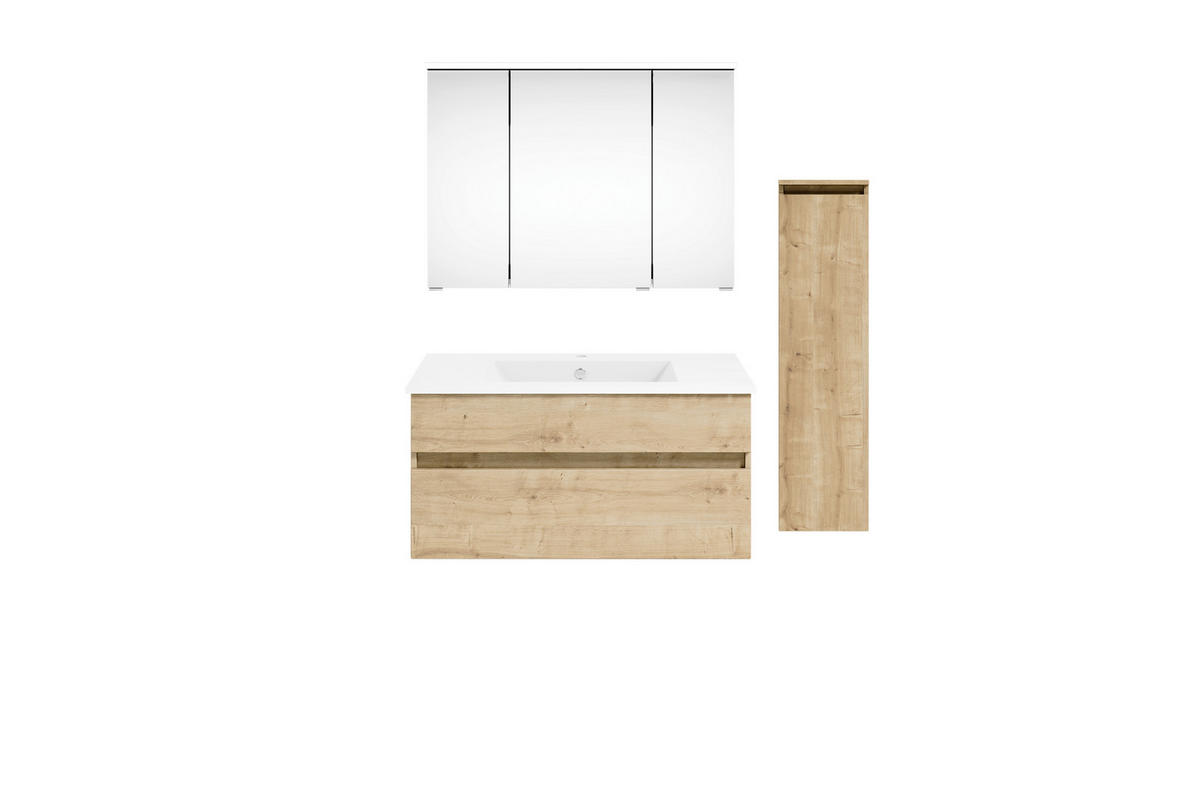 BADEZIMMER 120 cm  - Weiss/Eichefarben, Konventionell, Keramik/Holzwerkstoff (120cm) - Puris
