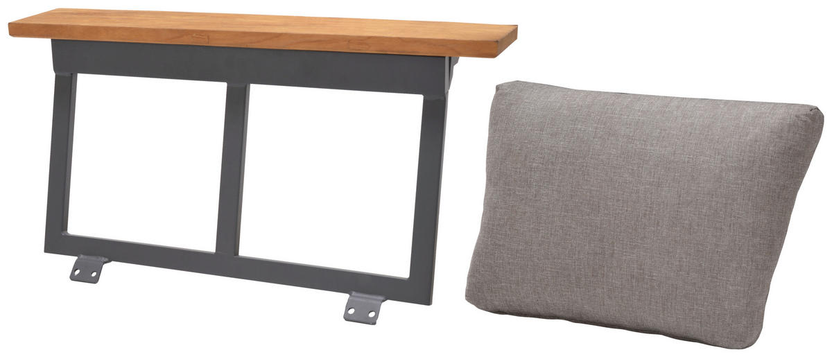 RÜCKENLEHNE   - Anthrazit/Teakfarben, Design, Holz/Metall (88/25,5/41,5cm) - Amatio