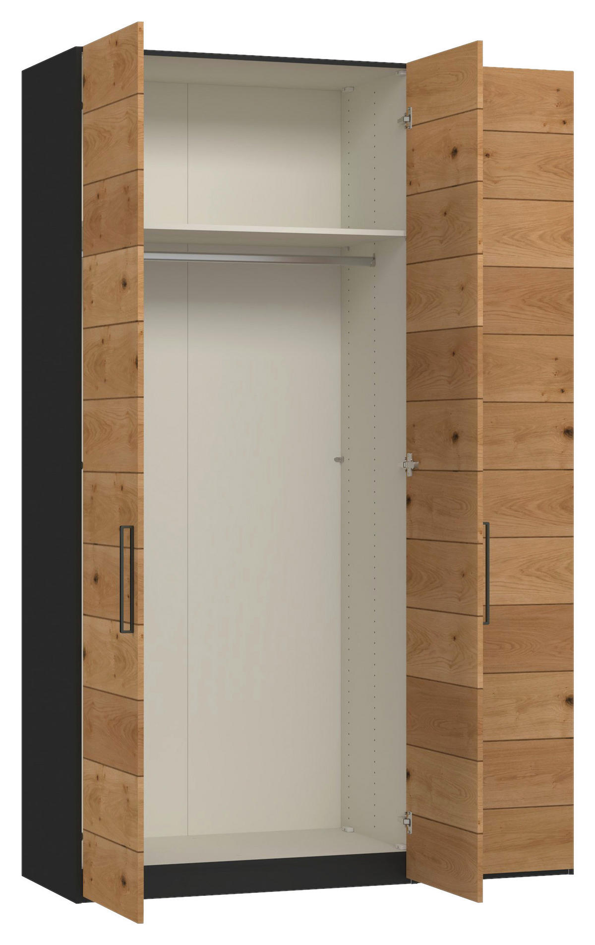 DREHTÜRENSCHRANK 152/220/59 cm,  in Schwarz, Wildeiche, 3-türig  - Wildeiche/Titanfarben, Design, Holz/Holzwerkstoff (152/220/59cm) - Jutzler