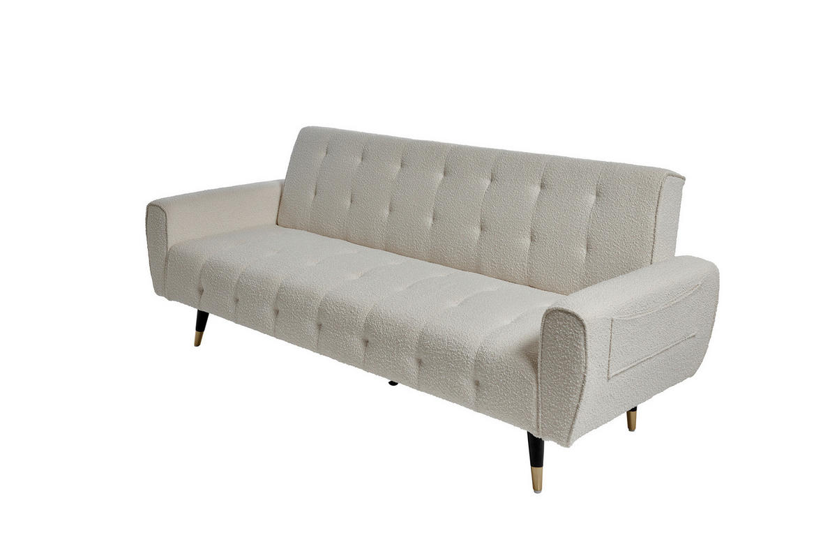SCHLAFSOFA Bouclé Weiß  - Goldfarben/Schwarz, MODERN, Holz/Textil (213/83/83cm) - Livetastic