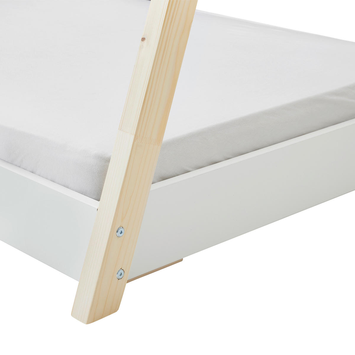 DOMČEKOVÁ POSTEĽ, 90/200 cm biela, farba smreku - farba smreku/biela, Basics, drevo/kompozitné drevo (90/200cm) - MID.YOU