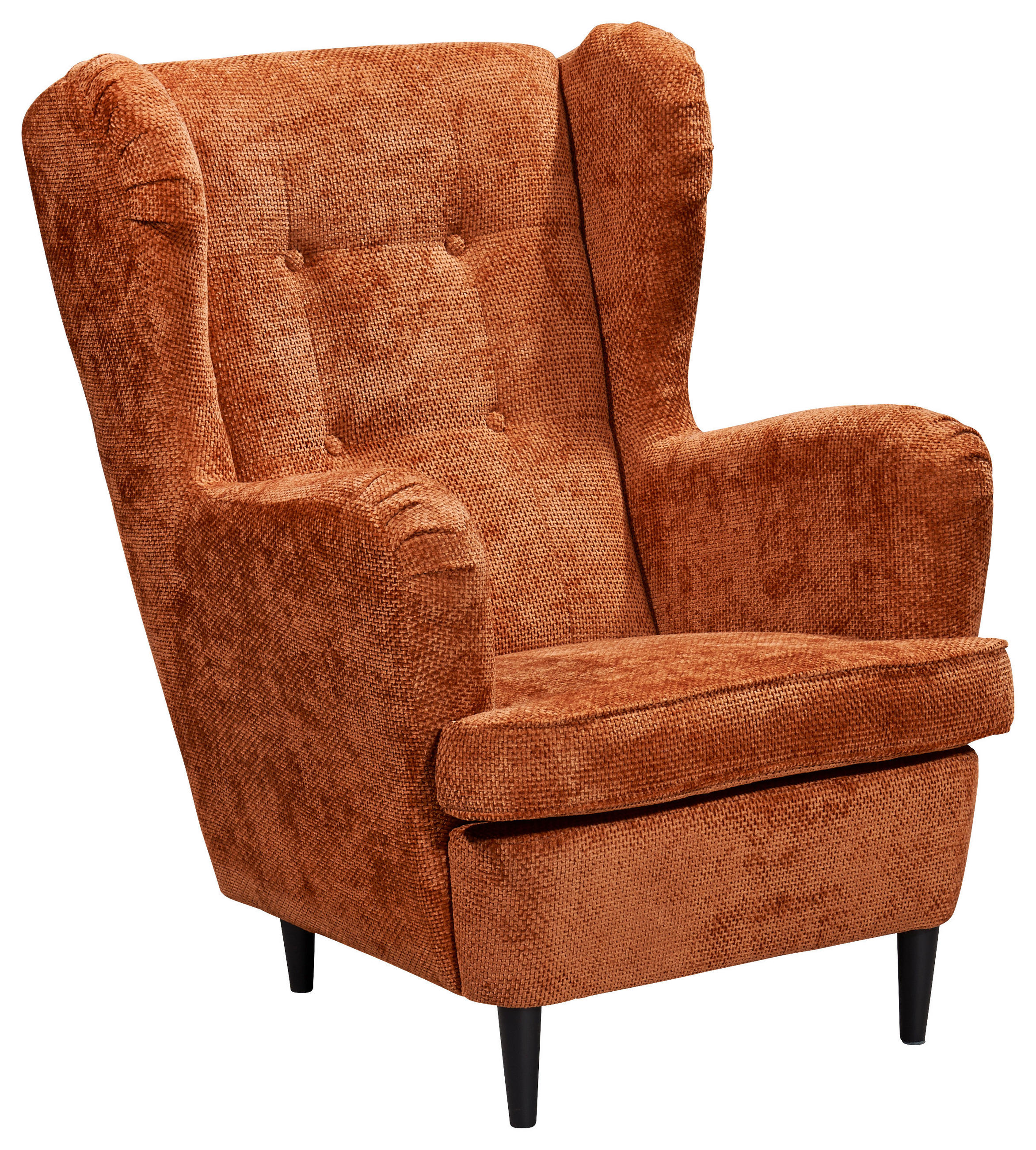 OHRENSESSEL Webstoff Terracotta  - Terracotta/Schwarz, KONVENTIONELL, Holz/Textil (78/102/98cm) - MID.YOU