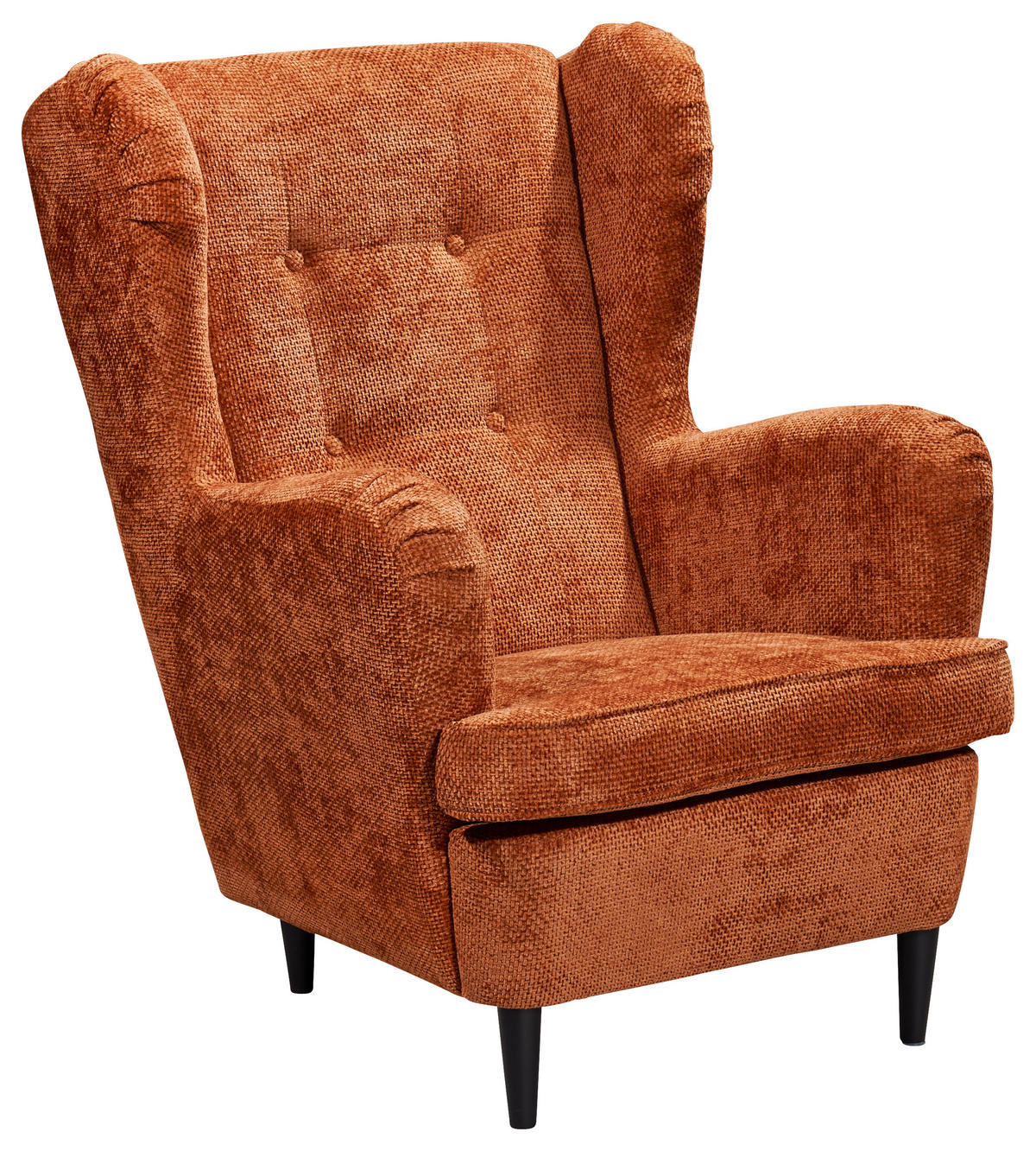 OHRENSESSEL in Webstoff Terracotta  - Terracotta/Schwarz, Konventionell, Holz/Textil (78/102/98cm) - MID.YOU