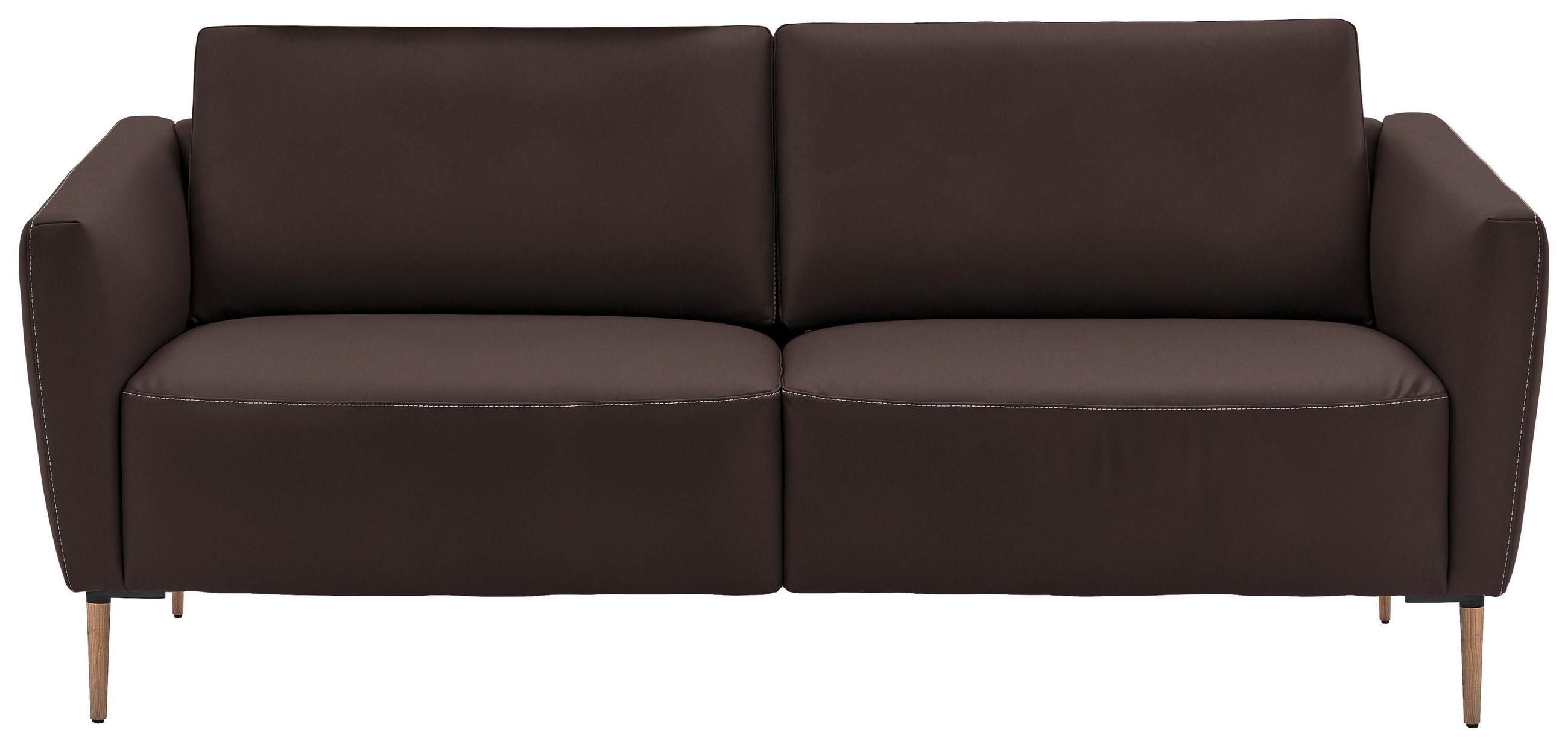 2-SITZER-SOFA  in Echtleder Dunkelbraun   - Eichefarben/Dunkelbraun, Natur, Leder/Holz (207/86/87cm) - Valnatura