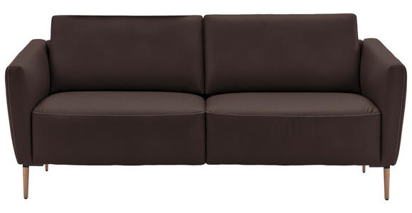 2-SITZER-SOFA  in Echtleder Dunkelbraun   - Eichefarben/Dunkelbraun, Natur, Leder/Holz (207/86/87cm) - Valnatura