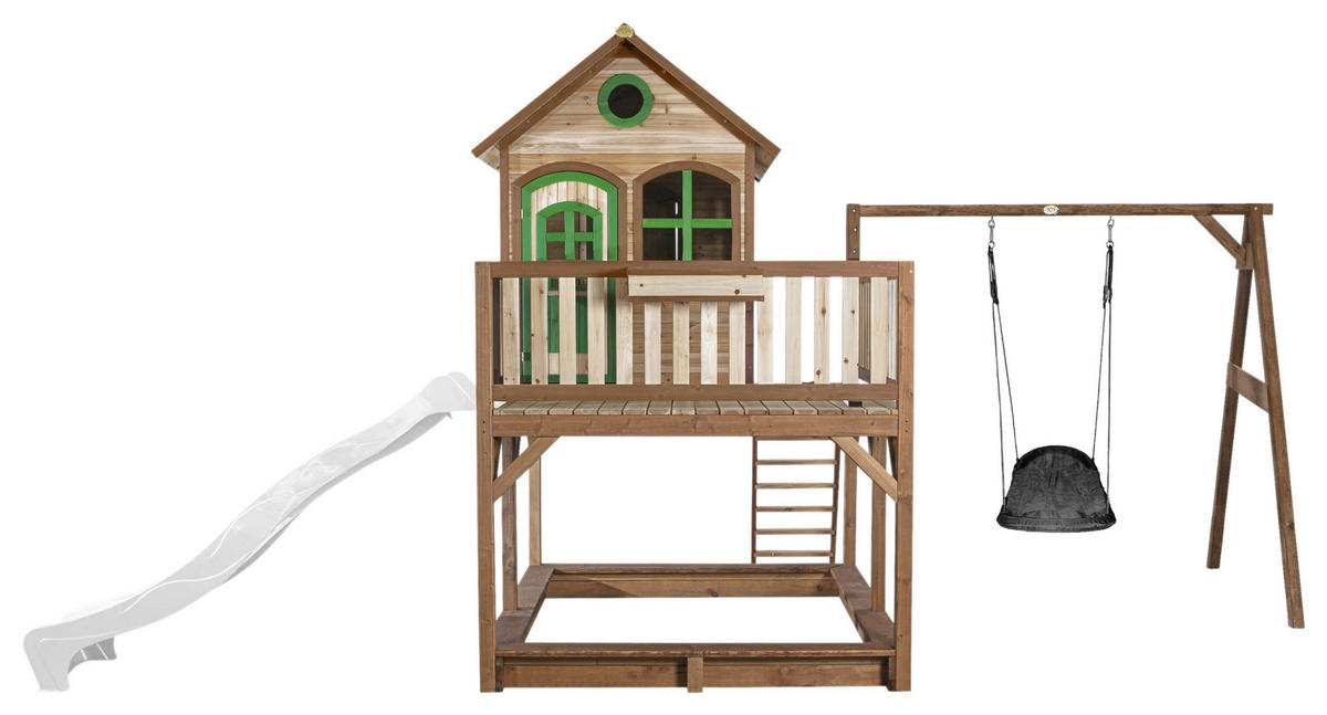 SPIELTURM 613/291/277 cm  - Braun/Weiß, KONVENTIONELL, Holz (613/291/277cm) - Ambia Garden