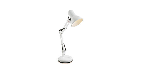 Schreibtischlampe Erich Weiß, Schwenkbar - Schwarz/Weiß, KONVENTIONELL, Kunststoff/Metall (40/15/59cm) - Ombra
