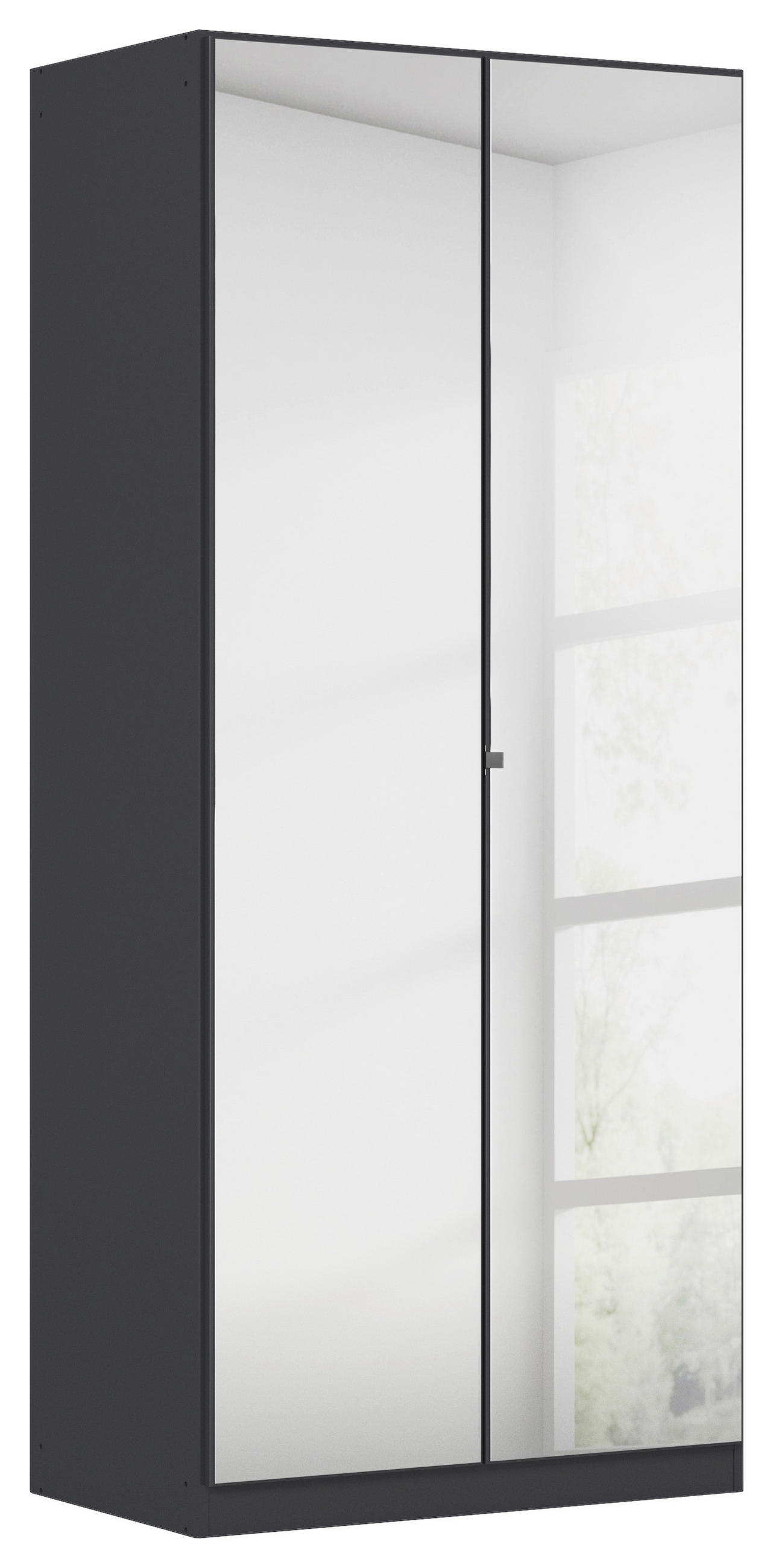 DREHTÜRENSCHRANK 91/210/54 cm 2-türig Graphitfarben  - Chromfarben/Graphitfarben, MODERN, Glas/Holzwerkstoff (91/210/54cm) - Rauch Möbel
