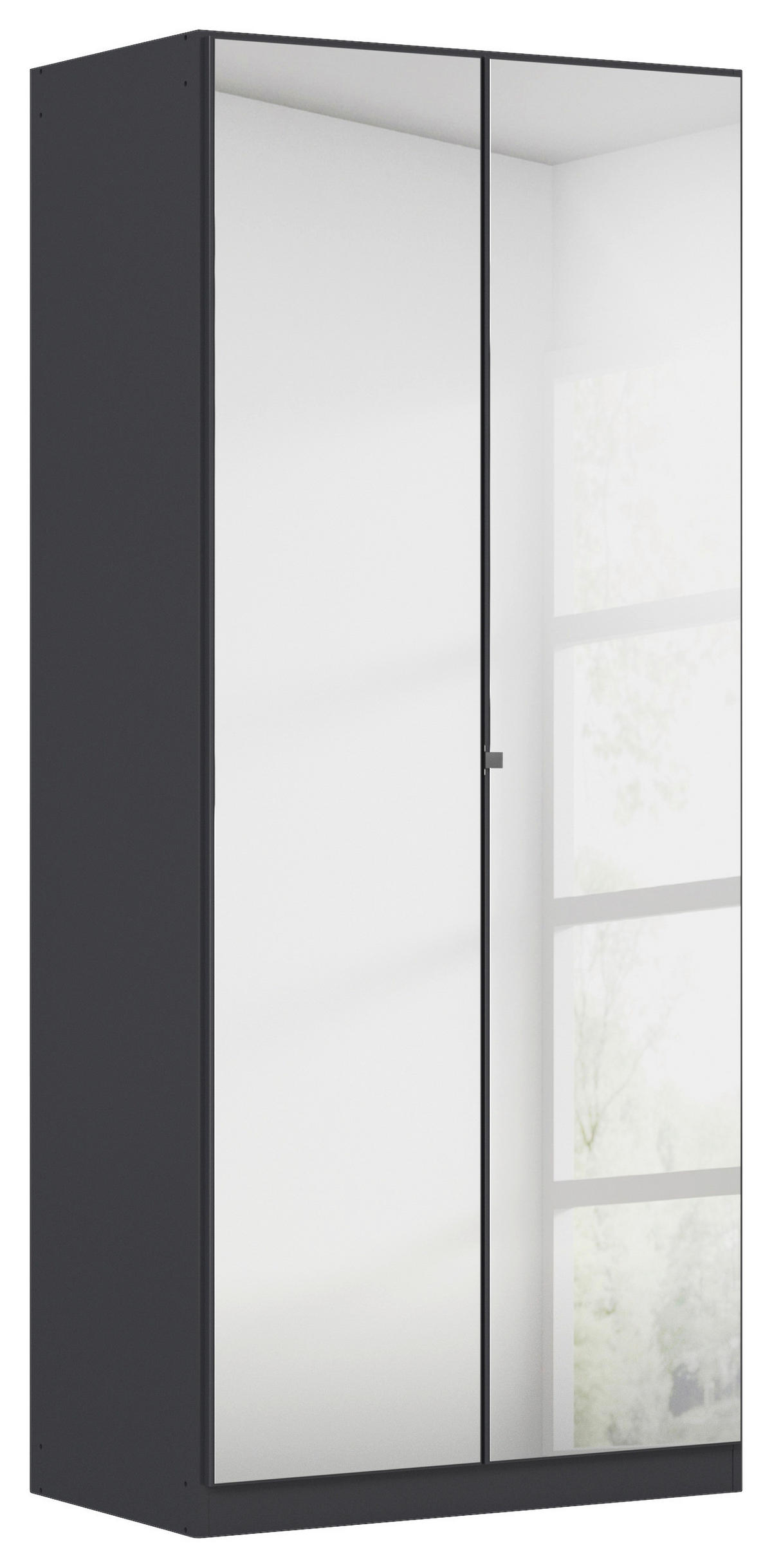 DREHTÜRENSCHRANK 91/210/54 cm 2-türig Graphitfarben  - Chromfarben/Graphitfarben, MODERN, Glas/Holzwerkstoff (91/210/54cm) - Rauch Möbel