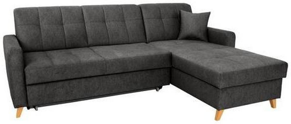 ECKSCHLAFSOFA in Grau Textil   - Kernbuche/Grau, Design, Textil (223/161cm) - MID.YOU