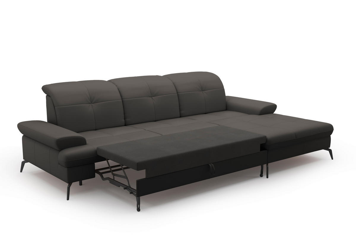 ECKSOFA in Vliesstoff Kombination Echtleder/Stoff Anthrazit  - Anthrazit/Schwarz, Konventionell, Leder/Textil (279/185cm) - Sit & More