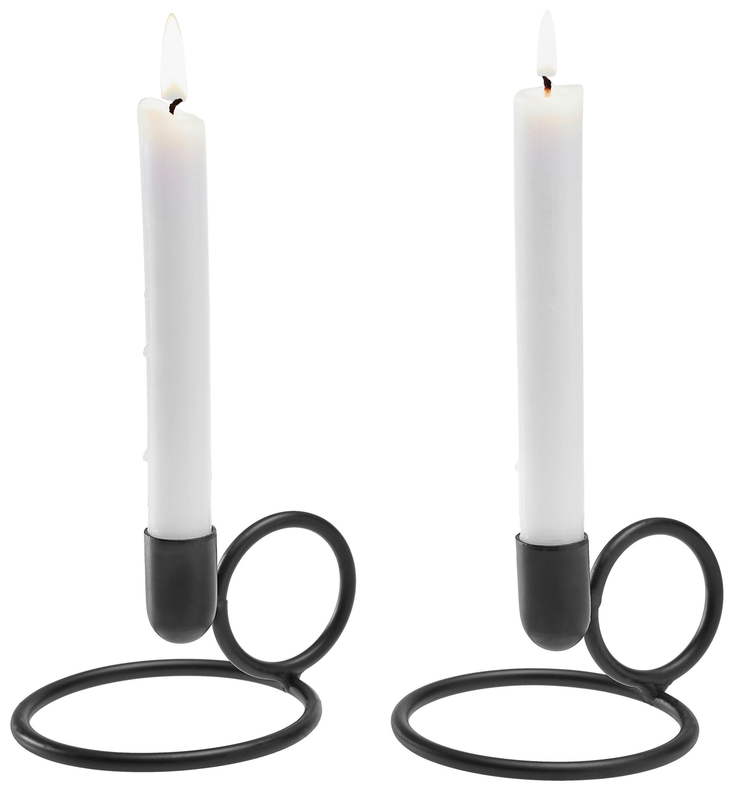 KERZENHALTER-SET - Schwarz, Basics, Metall (13/10/7cm)