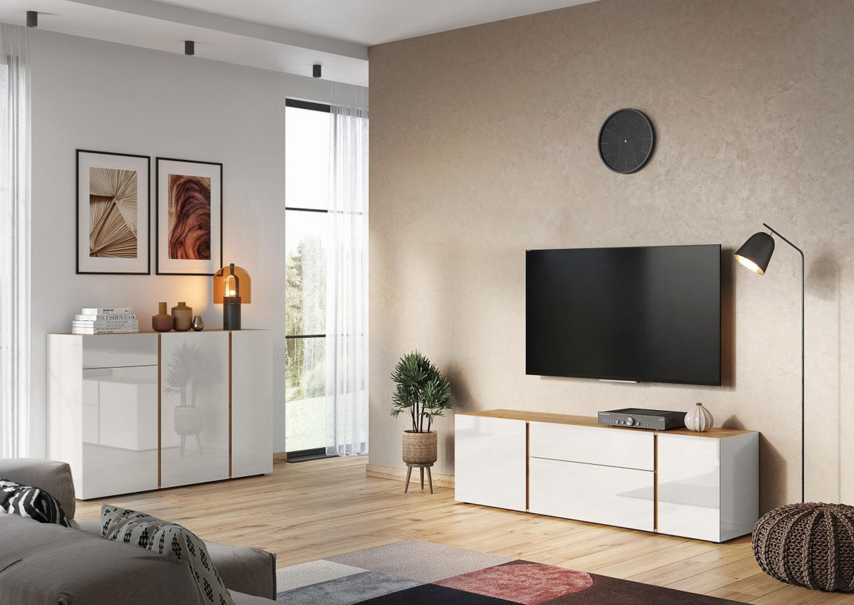 SIDEBOARD  152/103/42 cm 1 Schublade(n)  - Kaschmir/Eichefarben, KONVENTIONELL, Glas/Holzwerkstoff (152/103/42cm)