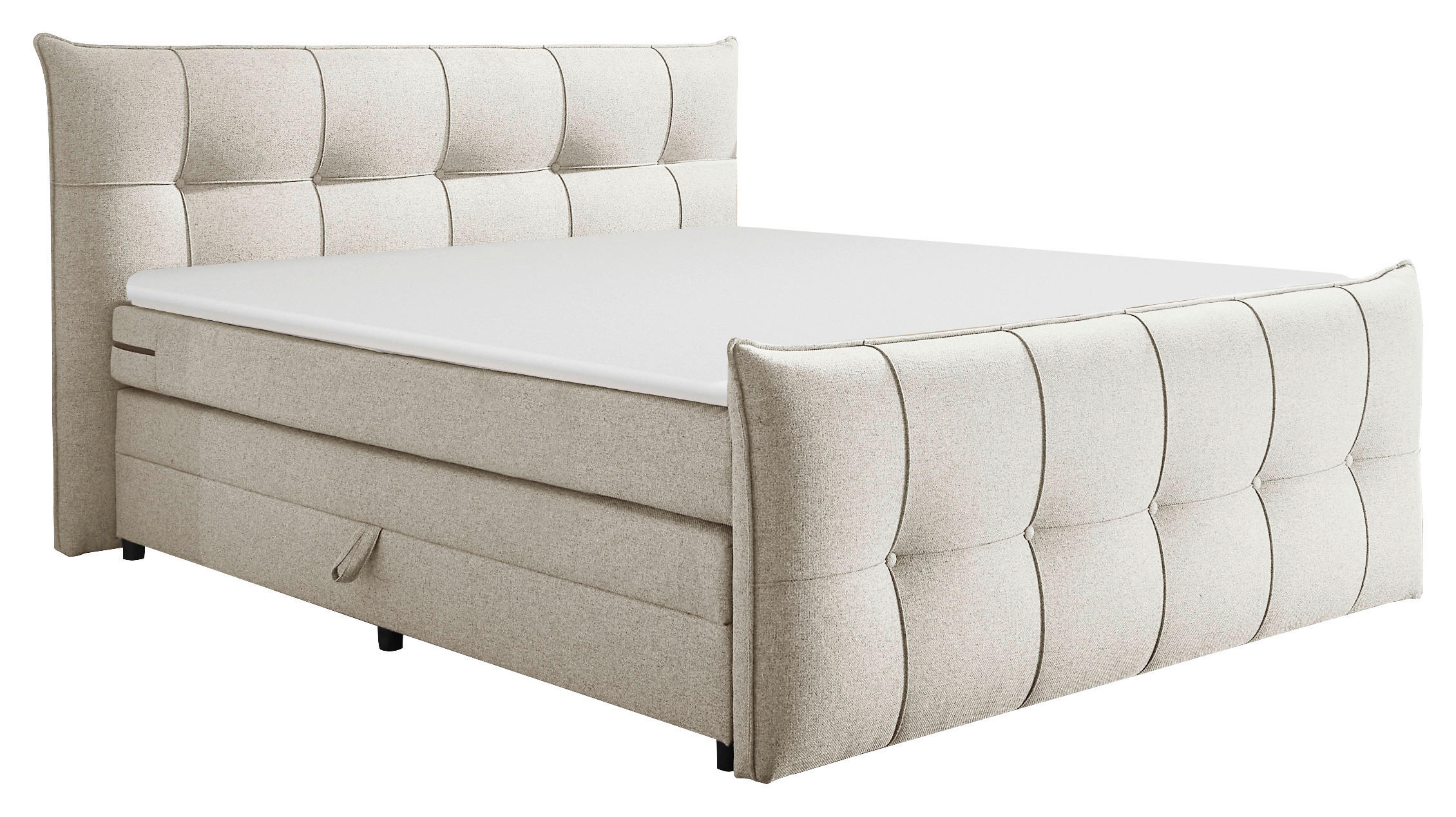 BOXSPRINGBETT 160/200 cm  in Creme  - Creme/Schwarz, MODERN, Kunststoff/Textil (160/200cm) - MID.YOU