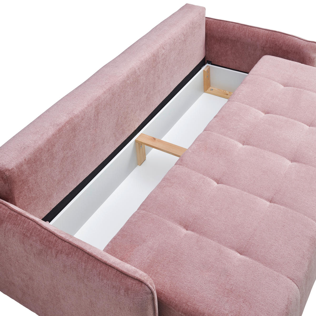 SCHLAFSOFA  in Chenille Altrosa  - Buchefarben/Altrosa, Design, Holz/Textil (217/97/101cm) - Carryhome