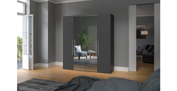 DREHTÜRENSCHRANK in Anthrazit, Schwarz - Edelstahlfarben/Anthrazit, Design, Glas/Holzwerkstoff (203/195/59cm) - Carryhome