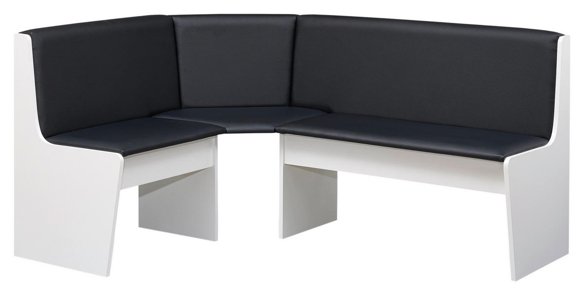 ECKBANKGRUPPE in Textil, Holzwerkstoff Schwarz, Weiss  - Weiss/Schwarz, Konventionell, Holzwerkstoff/Textil (130/169cm) - Boxxx