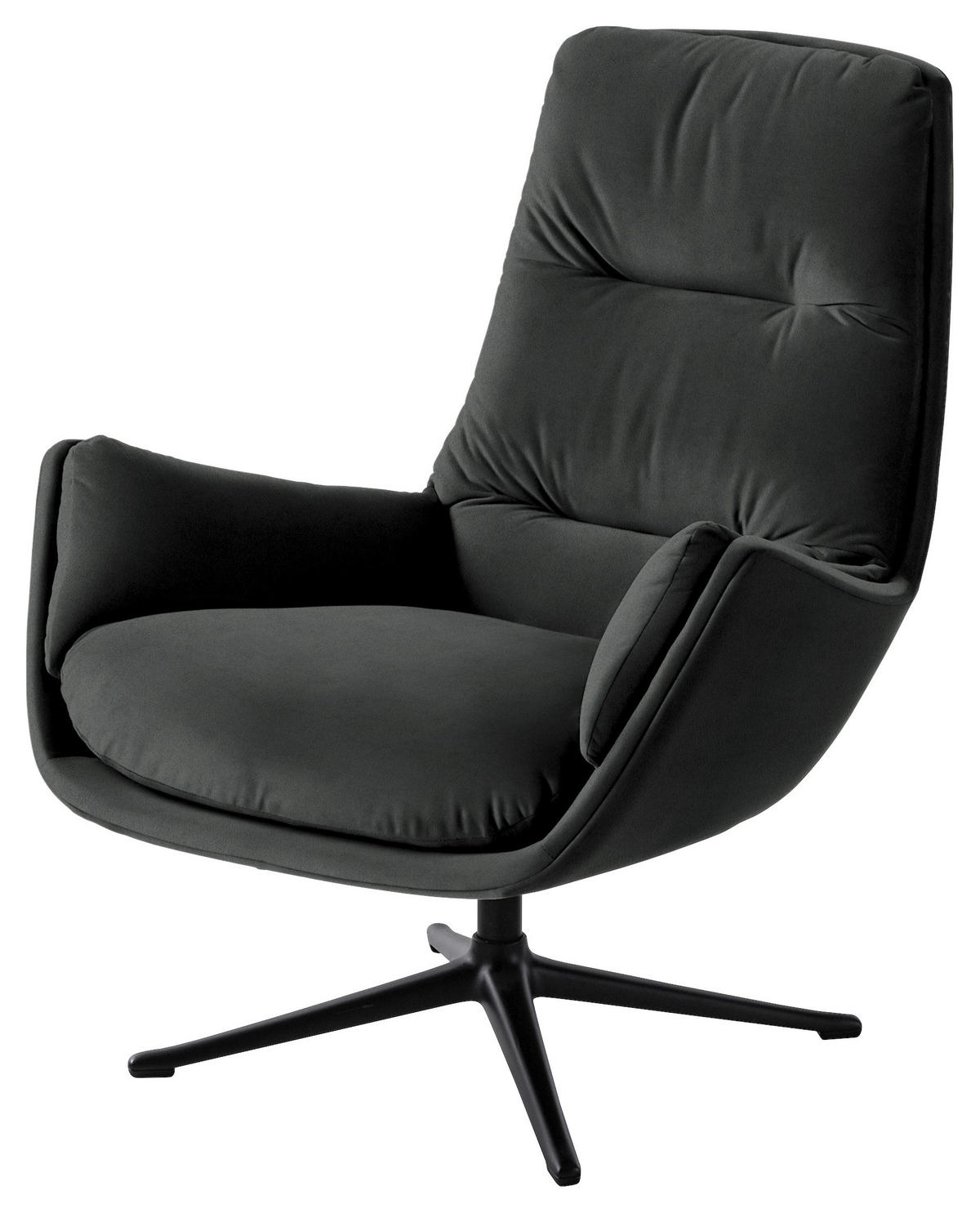 SESSEL in Samt Dunkelgrau  - Dunkelgrau/Schwarz, Design, Textil/Metall (83/94/97cm) - home24