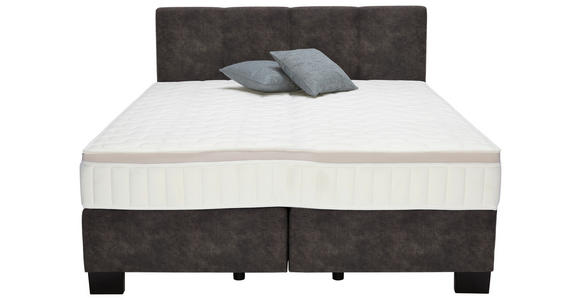 BOXSPRINGBETT 160/200 cm  in Graubraun  - Graubraun/Schwarz, Design, Kunststoff/Textil (160/200cm) - Hom`in