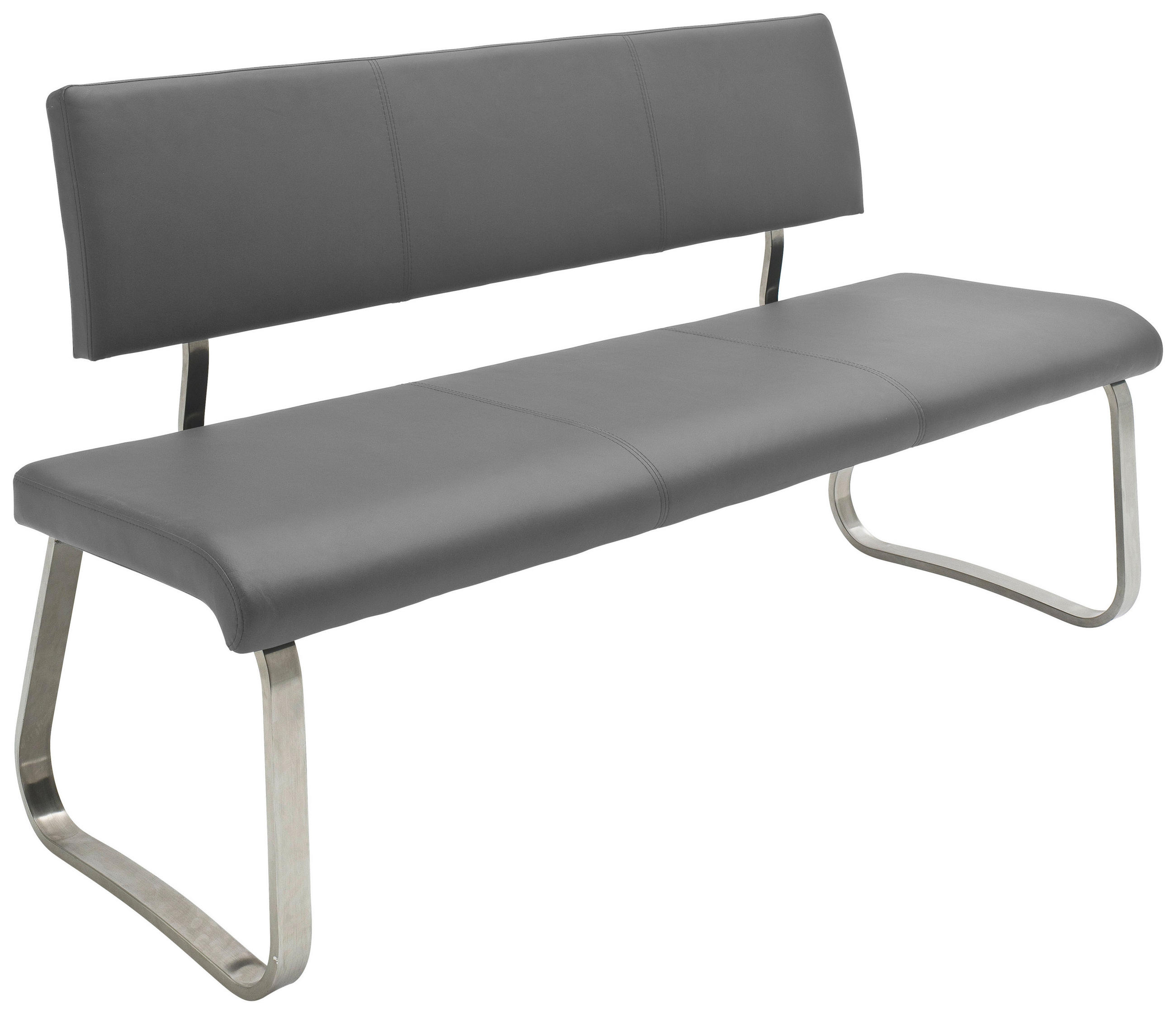 SEDACÍ LAVICE, šedá, barvy nerez oceli - šedá/barvy nerez oceli, Design, kov/kůže (155/86/59cm) - Livetastic