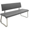 SITZBANK 175/86/59 cm Echtleder Grau, Edelstahlfarben  - Edelstahlfarben/Grau, Design, Leder/Metall (175/86/59cm) - Livetastic