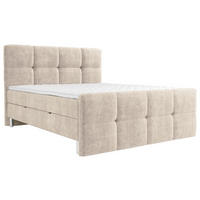 Pat Tip Boxspring Fără Arcuri, 140/200 cm, bej - bej/culoare crom, Modern, lemn/metal (140/200cm) - Esposa