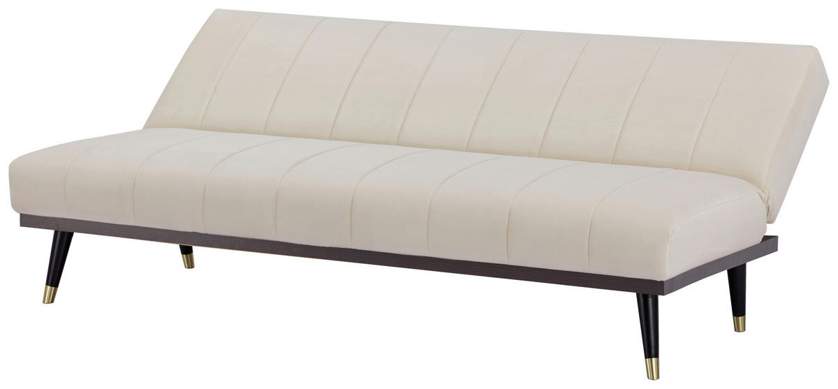 SCHLAFSOFA  in Velours Creme  - Creme/Schwarz, MODERN, Holz/Textil (181/82/83cm) - MID.YOU