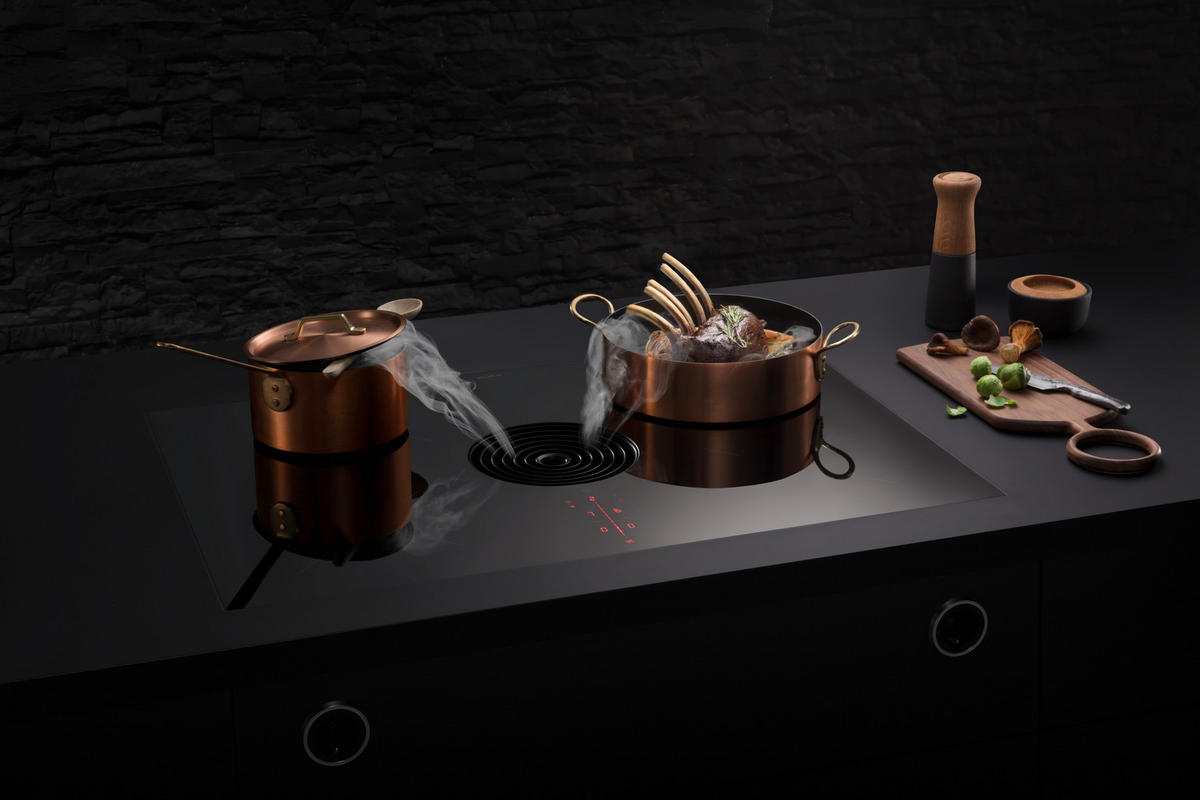 KOCHFELD-DUNSTABZUG-KOMBI Puru  - Schwarz, Basics, Glas/Metall (76/51,5cm) - Bora