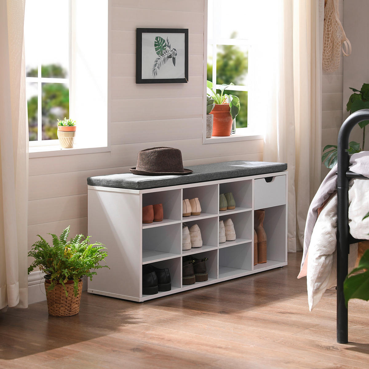 LAVICA DO PREDSIENE, 104/48/30 cm - sivá/biela, Trend, kompozitné drevo (104/48/30cm) - Boxxx
