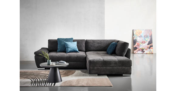 ECKSOFA in Webstoff Schwarz, Petrol  - Chromfarben/Anthrazit, Design, Kunststoff/Textil (276/212cm) - Carryhome