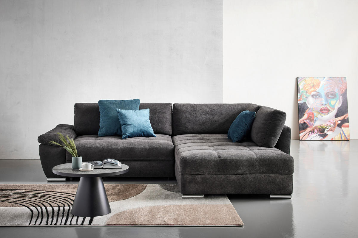 ROHOVÁ SEDAČKA, textil, černá, petrolej - petrolej/černá, Design, textil/plast (276/212cm) - Carryhome