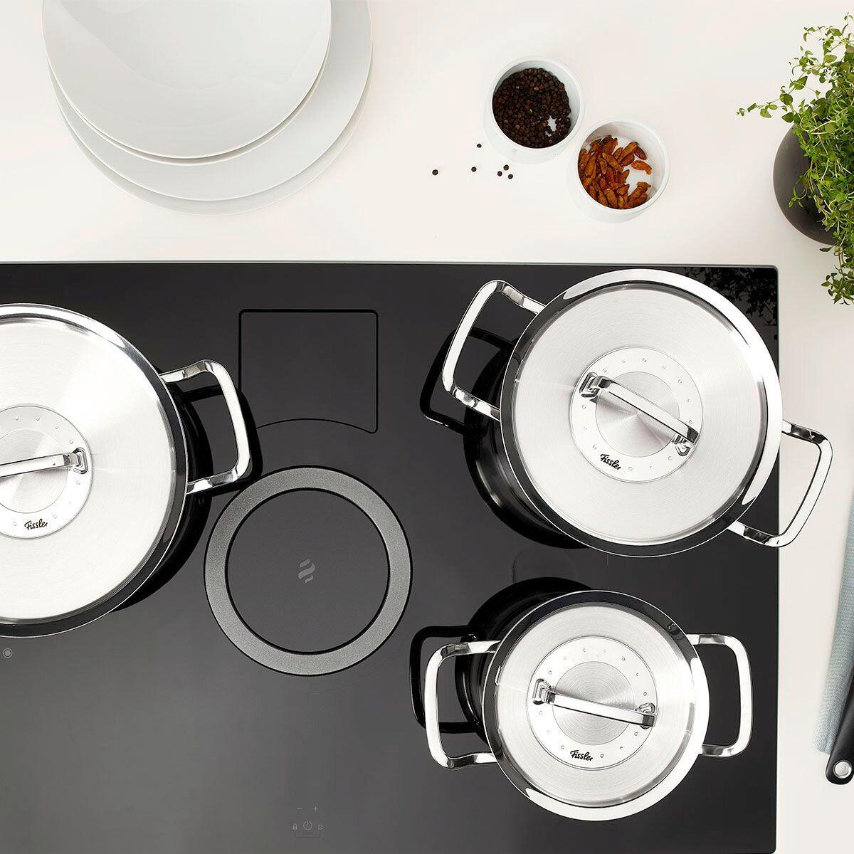 KOCHTOPFSET ORIGINAL-PROFI COLLECTION® 5-teilig  - Silberfarben, Design, Metall - Fissler