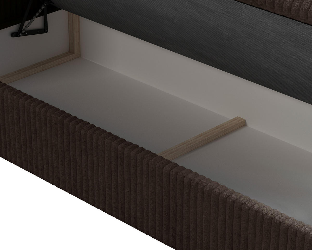 BOXBETT 160/200 cm,  in Braun, Bettkasten, Topper, H2 + H3 = mittel + fest  - Schwarz/Braun, MODERN, Holz/Kunststoff (160/200cm) - MID.YOU