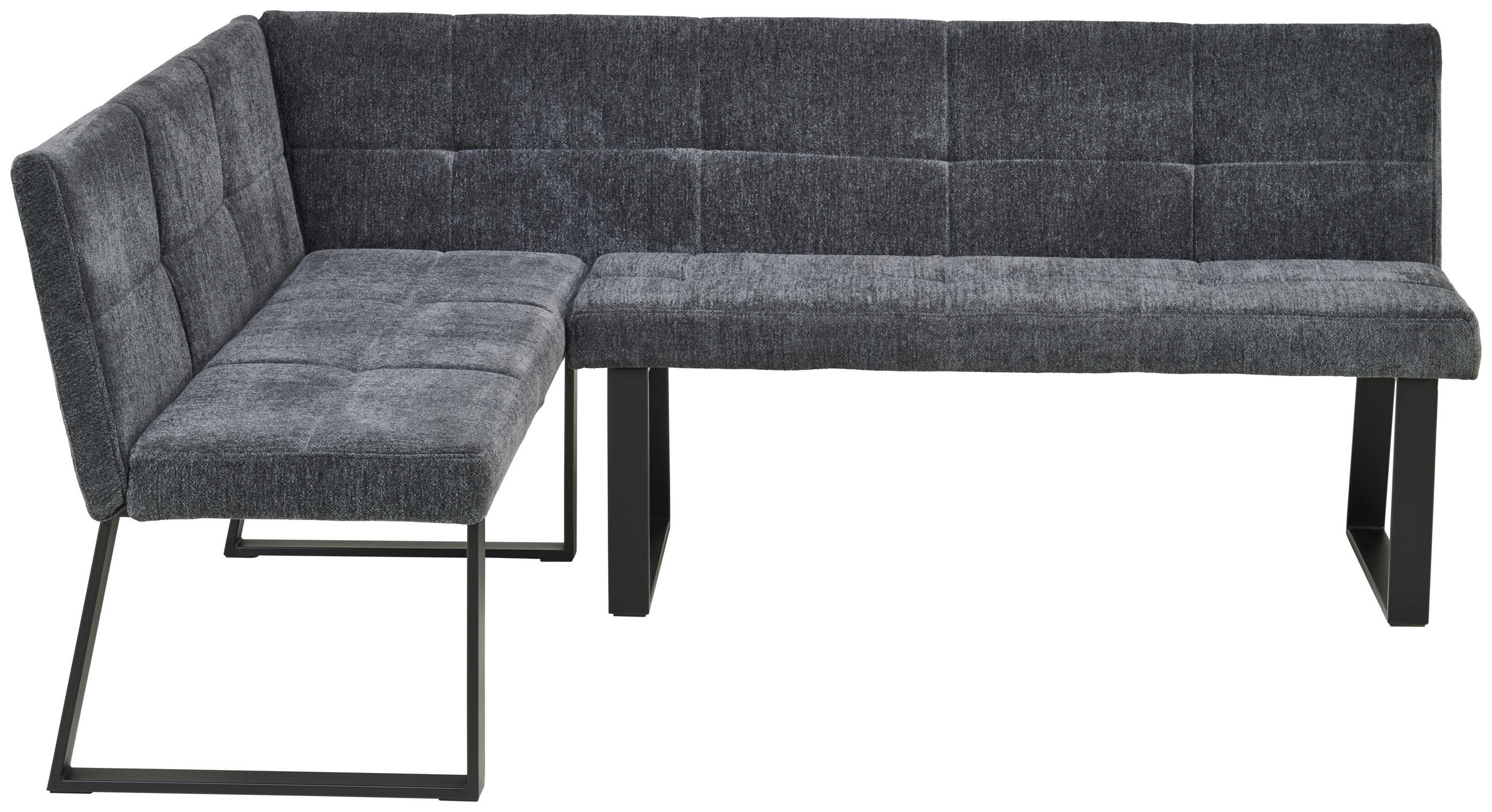 ECKBANK 152/191 cm  in Dunkelgrau  - Dunkelgrau/Schwarz, LIFESTYLE, Textil/Metall (152/191cm) - MID.YOU