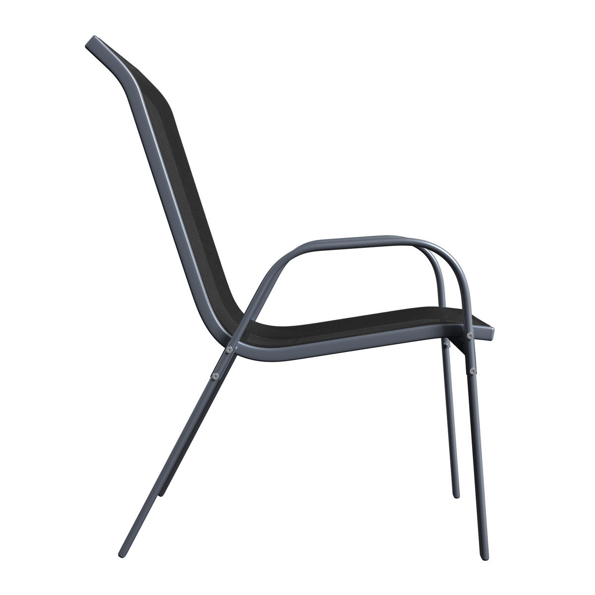 GARTENSESSEL-SET Eisen Anthrazit, Schwarz  - Anthrazit/Schwarz, MODERN, Textil/Metall (54/94/73cm) - Ambia Garden