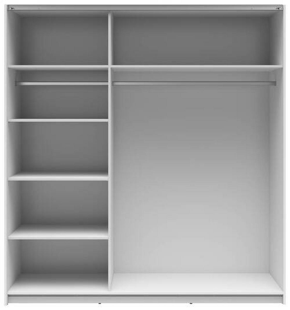 SCHWEBETÜRENSCHRANK 183/195,5/60 cm 2-türig Eiche Wotan, Weiß Hochglanz  - Weiß Hochglanz/Anthrazit, MODERN, Holzwerkstoff/Metall (183/195,5/60cm) - MID.YOU
