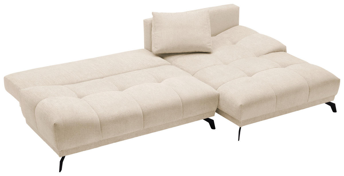 ECKSOFA in Chenille Creme  - Creme/Schwarz, MODERN, Textil/Metall (290/182cm) - Hom`in