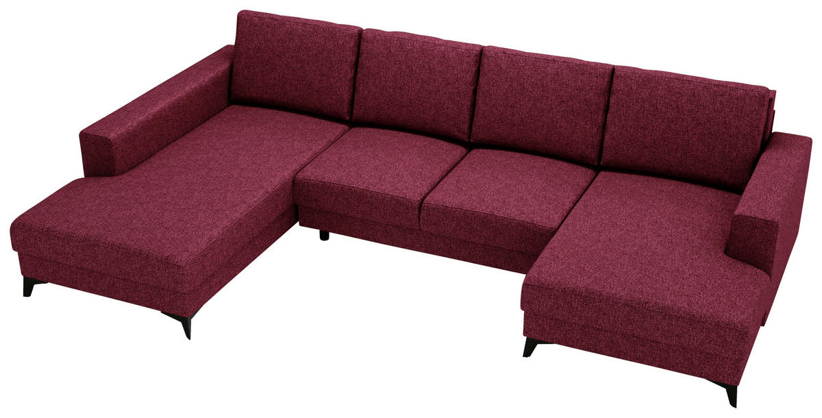 WOHNLANDSCHAFT in Flachgewebe Rot  - Rot/Schwarz, Design, Textil/Metall (190/339/156cm) - Livetastic