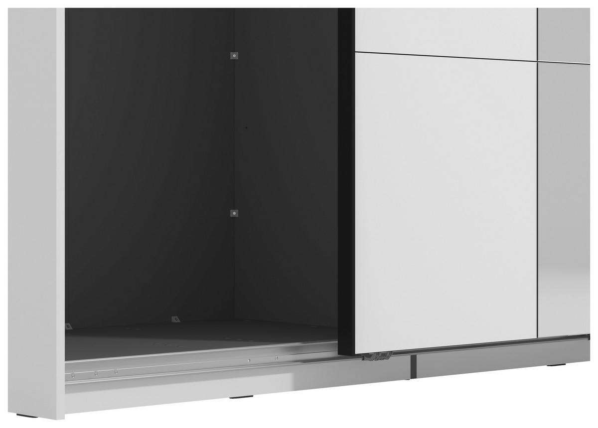 SKRIŇA S POS. DVER. – HOR.VED, biela, 145,5/217,5/61 cm - čierna/biela, Basics, kov/kompozitné drevo (145,5/217,5/61cm) - Xora