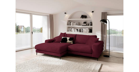 ECKSOFA  in Flachgewebe Rot  177/253 cm  - Rot/Schwarz, Design, Textil/Metall (177/253cm) - Dieter Knoll