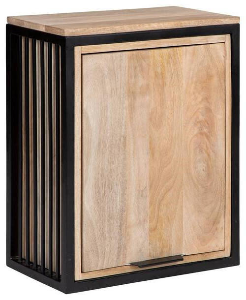 HÄNGESCHRANK 43/55/25 cm - Schwarz/Naturfarben, MODERN, Holz/Metall (43/55/25cm) - Livetastic