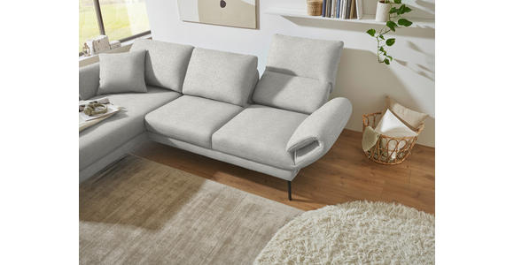 ECKSOFA  in Flachgewebe Silberfarben  175-224/255-365 cm  - Silberfarben/Schwarz, Design, Textil/Metall (175-224/255-365cm) - Dieter Knoll