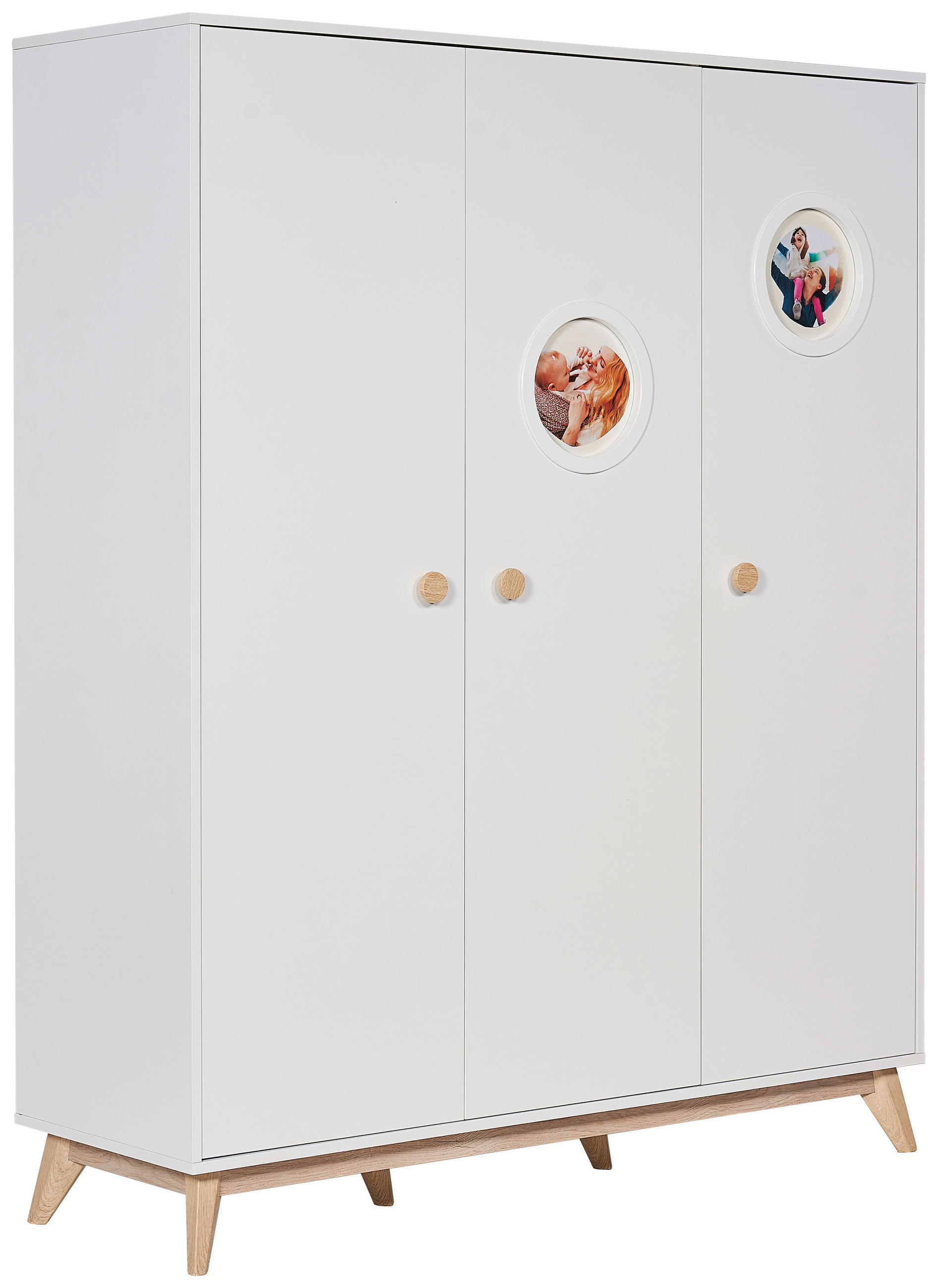 Jimmylee Babykleiderschrank Viggo Weiß, Eiche 140x193x52 cm