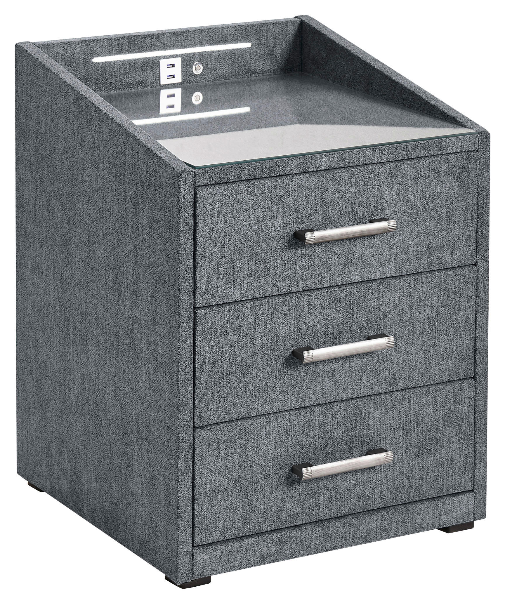 SÄNGBORD i antracit  - silver/antracit, Basics, trämaterial/textil (47/61/46cm) - MID.YOU