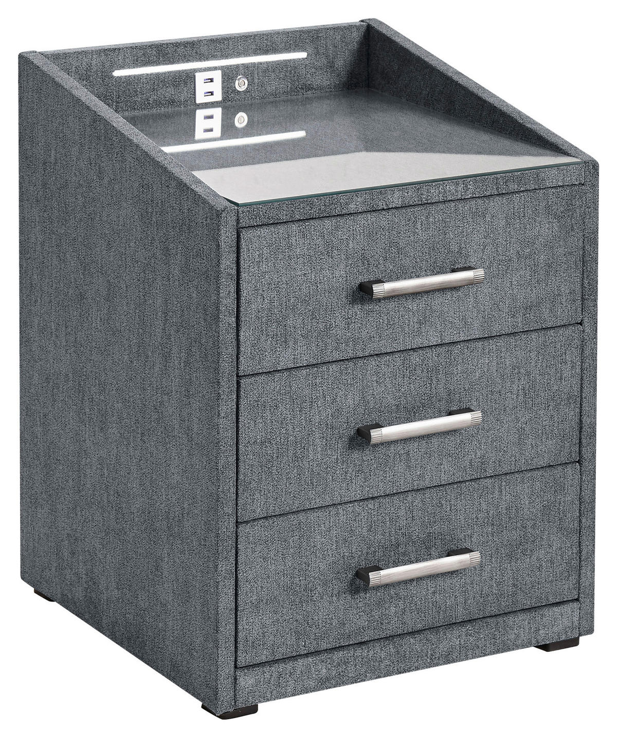 SÄNGBORD i antracit  - silver/antracit, Basics, trämaterial/textil (47/61/46cm) - MID.YOU